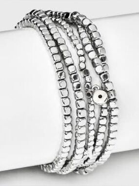 Universal Thread Silver Beaded Stretch Bracelet Set